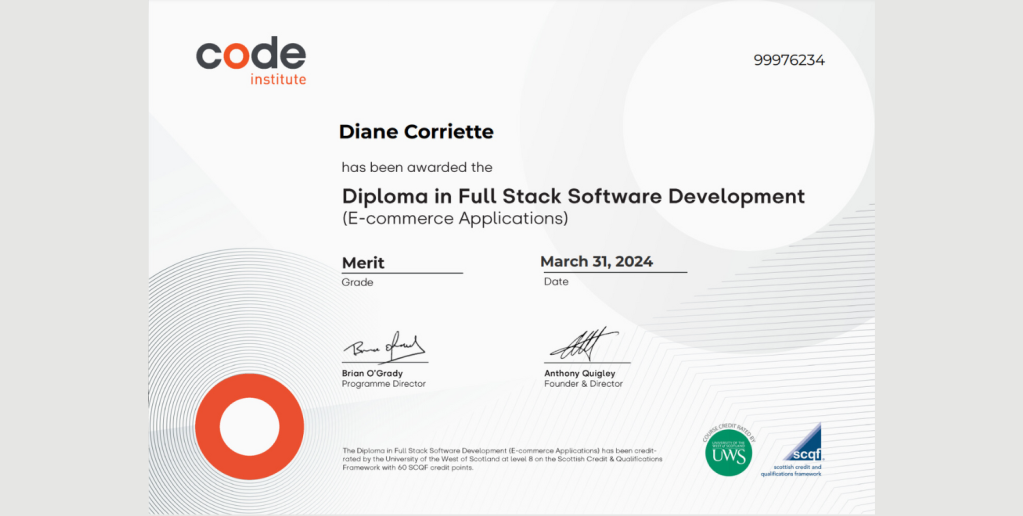 full-stack software developer diane corriette code institute